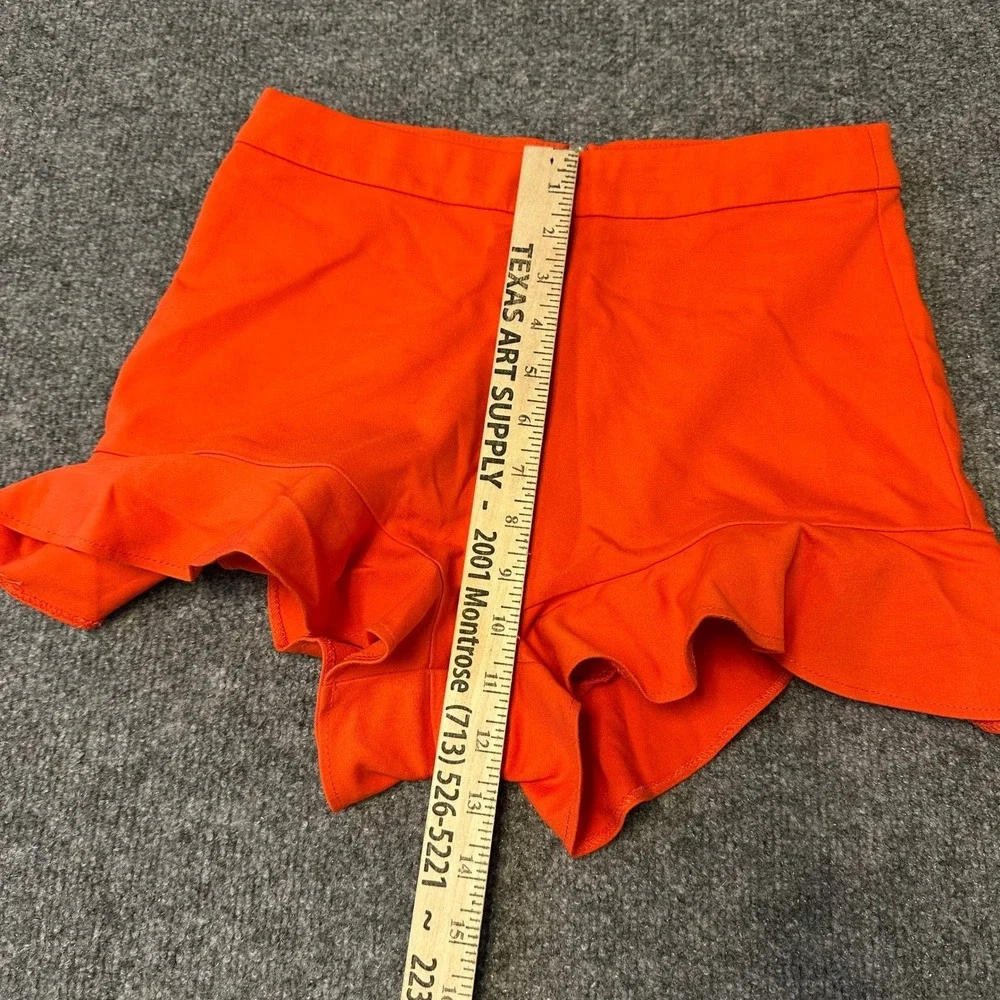 Zara Shorts Womens Size S Orange Ruffle Hem Casual Rear Zip Summer Trafaluc